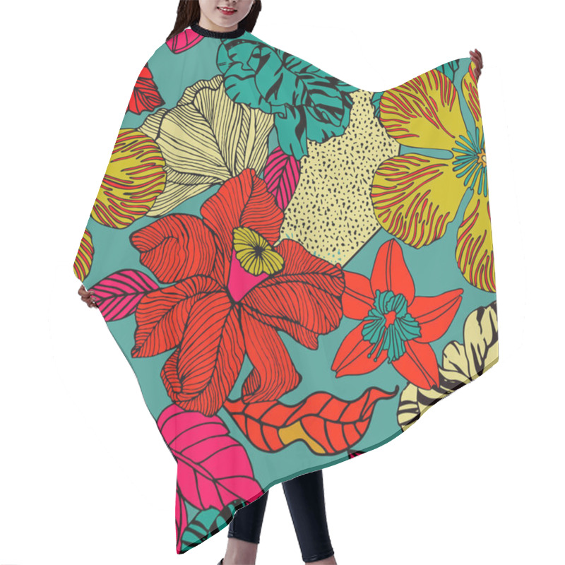 Personality  Bright Tropical Background With Exotic Plants.  Hair Cutting Cape