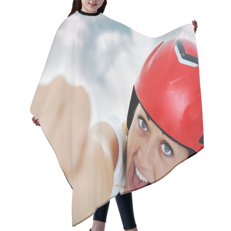 Personality  Super Hero Woman Flying Hair Cutting Cape