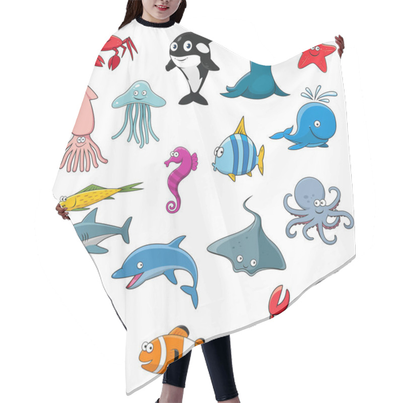 Personality  Ocean Or Sea Cartoon Isolated Characters Hair Cutting Cape