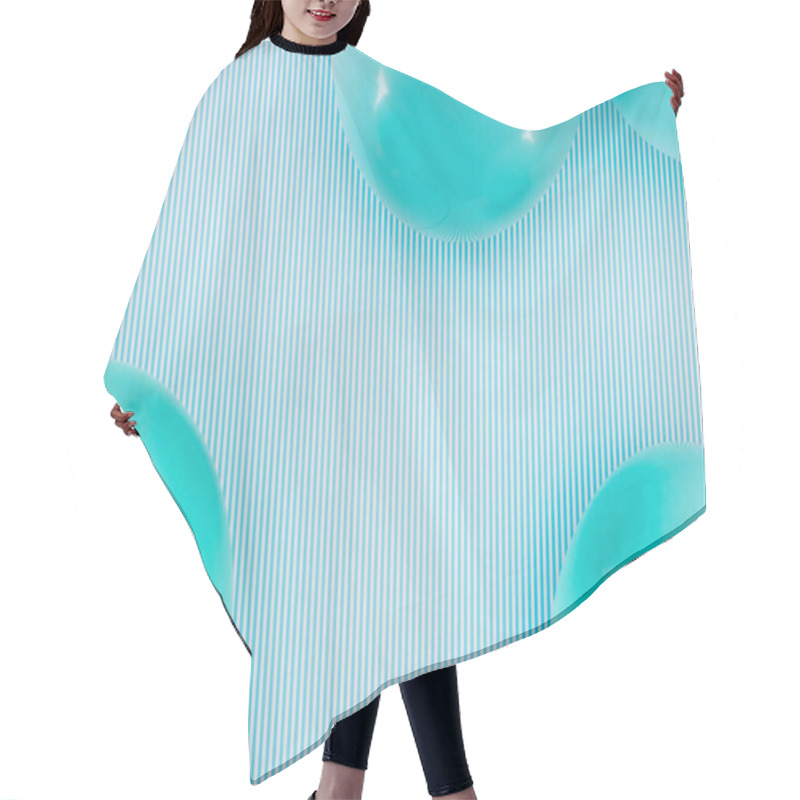 Personality  Top View Of Blue Balloons On Blue And White Striped Background Hair Cutting Cape