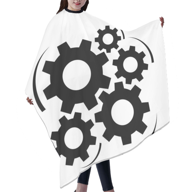 Personality  Gears And Cogs Vector Illustration In Black And White Styles Hair Cutting Cape