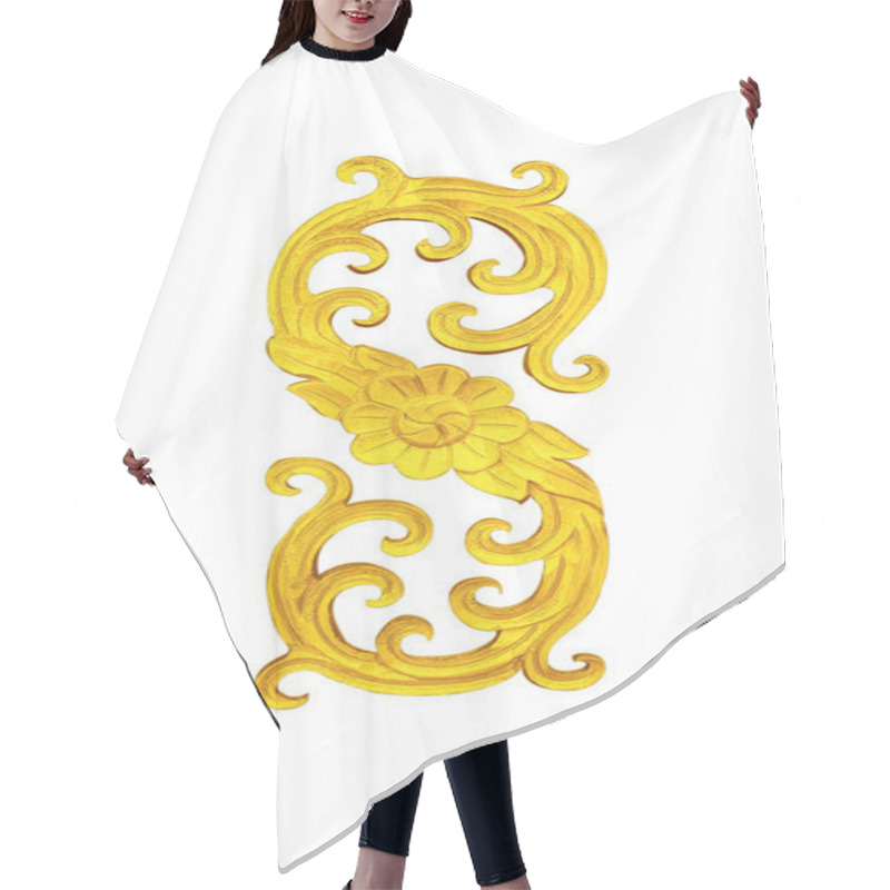 Personality  Flower Gold Isolated White Background. Hair Cutting Cape