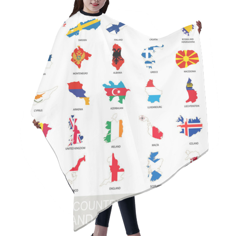 Personality  European Countries Set, Maps And Flags Hair Cutting Cape