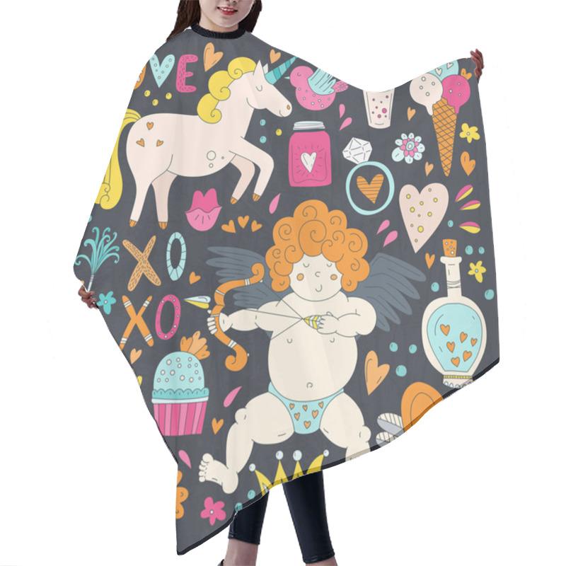 Personality  Valentines Day Doodle Collection Hair Cutting Cape