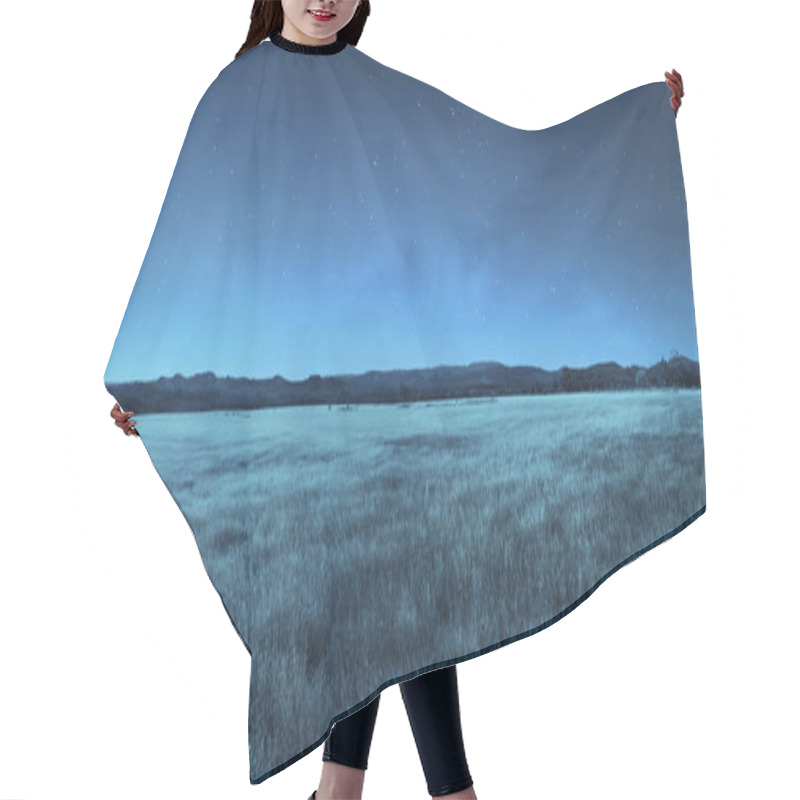 Personality  Meadow Landscape At Night Time Hair Cutting Cape