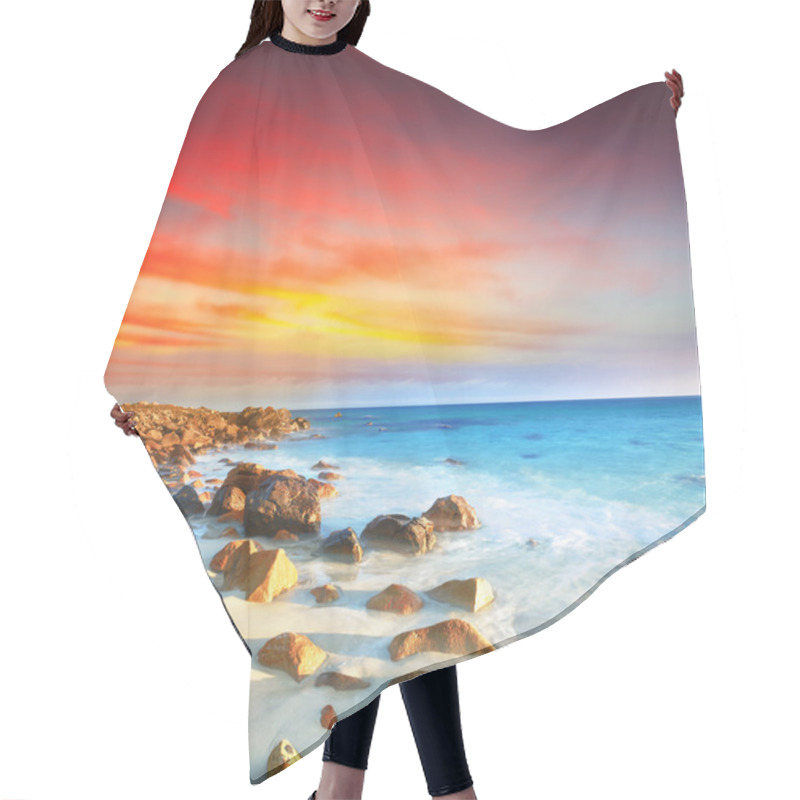 Personality  Sunrise Over The Sea. Stone On The Foreground Hair Cutting Cape