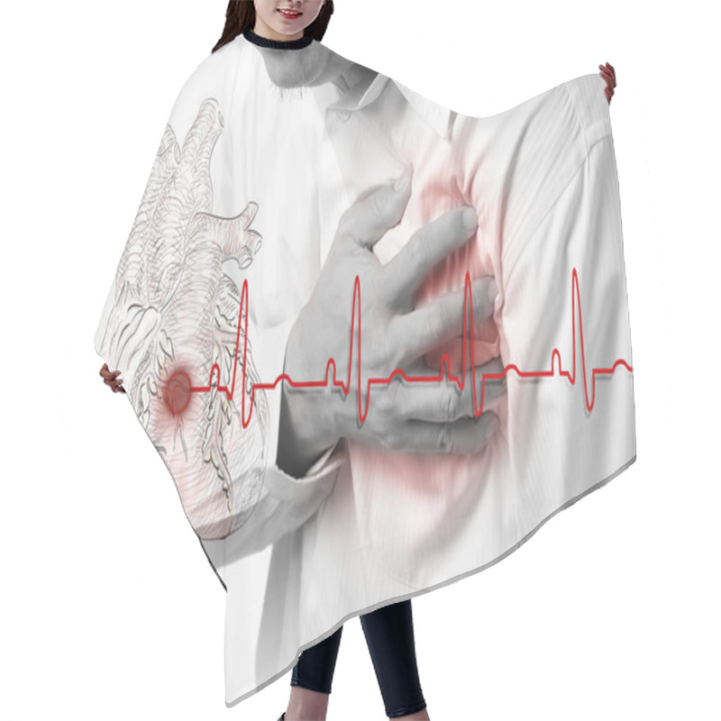 Personality  Heart Attack And Heart Beats Cardiogram Background Hair Cutting Cape