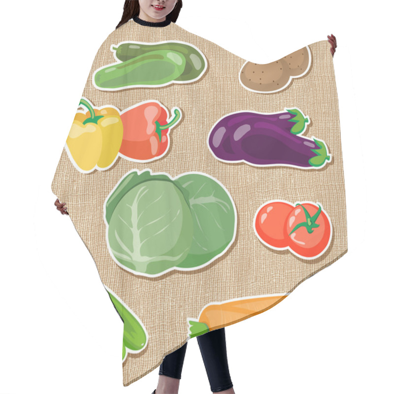 Personality  Illustration Of Vegetables Vector Illustration  Hair Cutting Cape