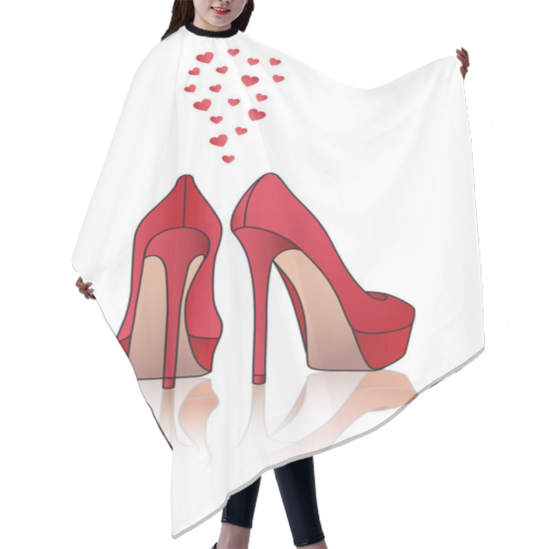 Personality  Red High Heel Shoes, Vector Hair Cutting Cape