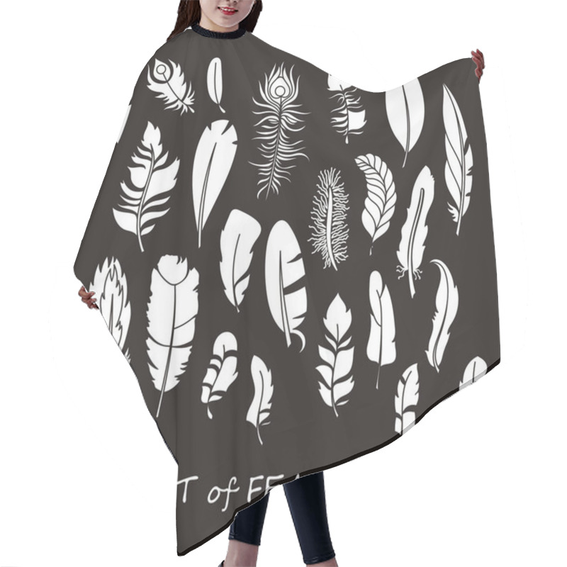 Personality  Vector Ornate Set Of Stylized And Silhouette Abstract Feathers. Hair Cutting Cape