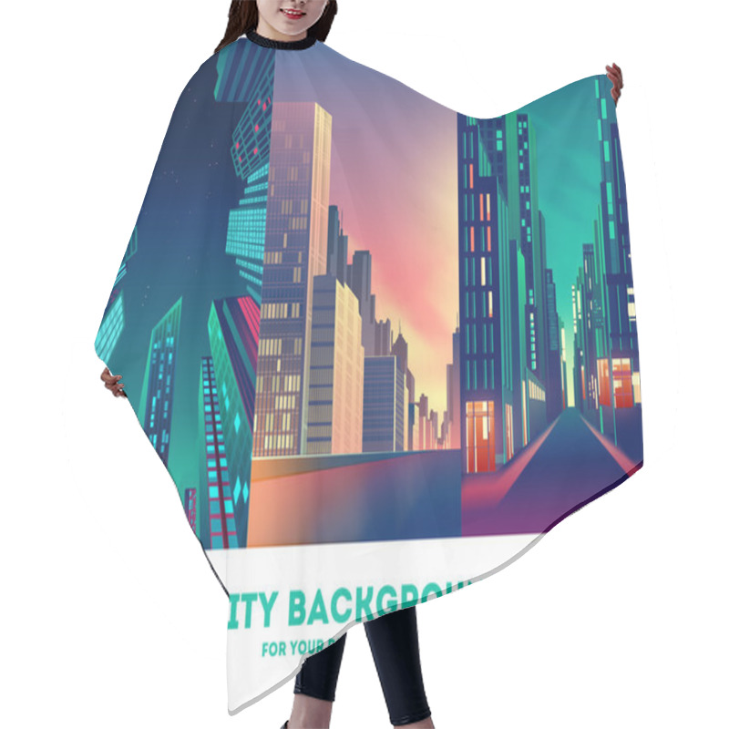 Personality  Set Of Megapolis Cityscape Backgrounds Hair Cutting Cape