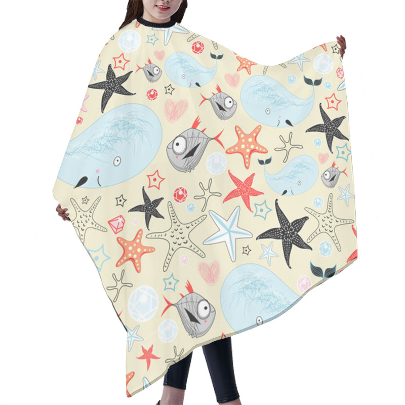 Personality  Pattern Of Whales And Fish Lovers Hair Cutting Cape