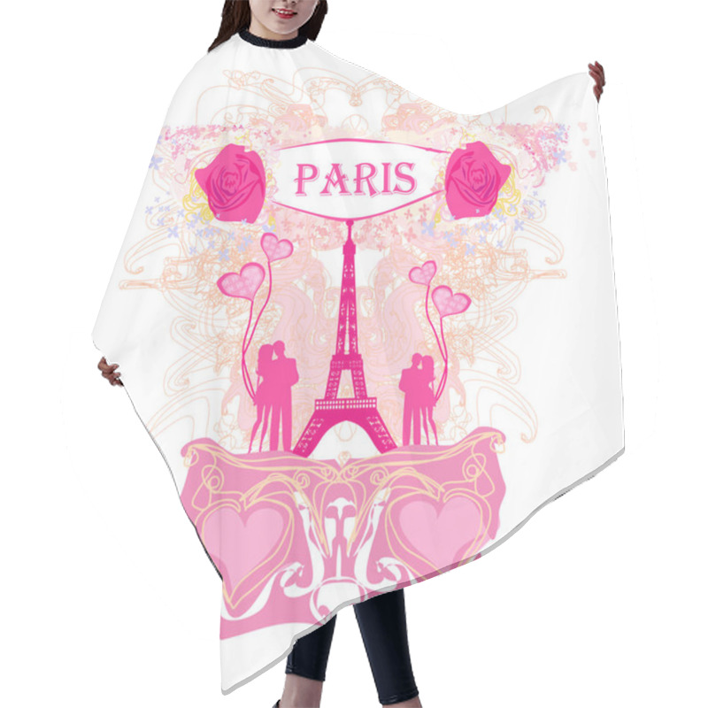 Personality  Romantic Couple In Paris - Abstract Card Hair Cutting Cape