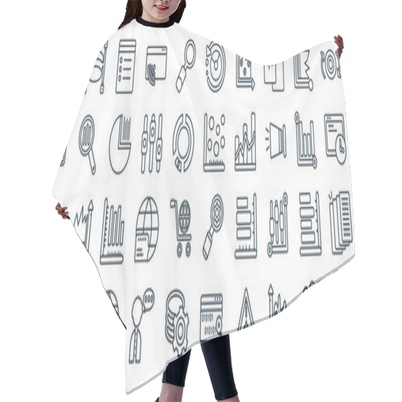 Personality  Set Of 40 Flat User Interface Web Icons In Line Style Such As Data Analytics Cylinder, Data Writing Board Interface, Data Connected Circular Interface, Speech Bubble With Three Dots Inside, Hair Cutting Cape