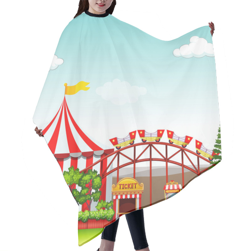 Personality  Shops And Rides At The Amusement Park Hair Cutting Cape