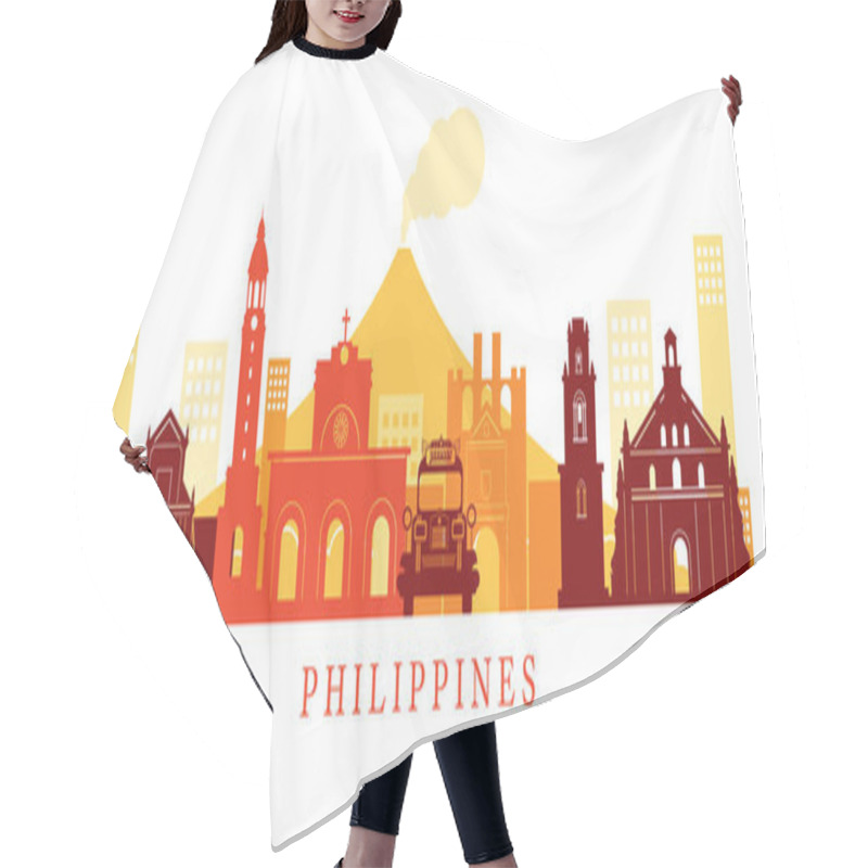 Personality  Philippines Architecture Landmarks Skyline, Shape Hair Cutting Cape