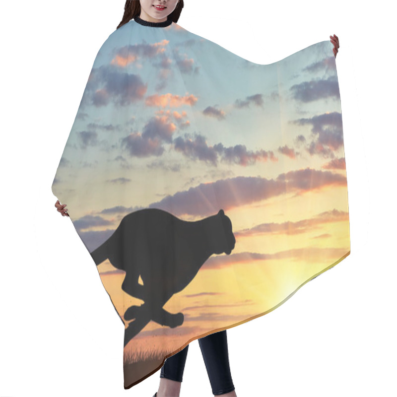 Personality  Running Cheetah Silhouette Hair Cutting Cape