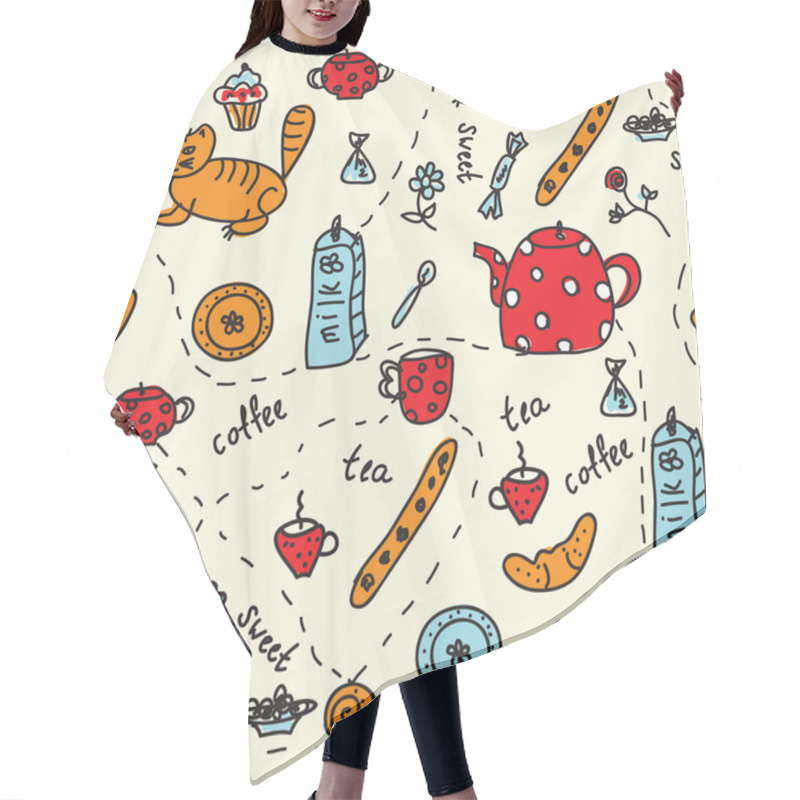 Personality  Tea And Sweets Seamless Pattern Hair Cutting Cape