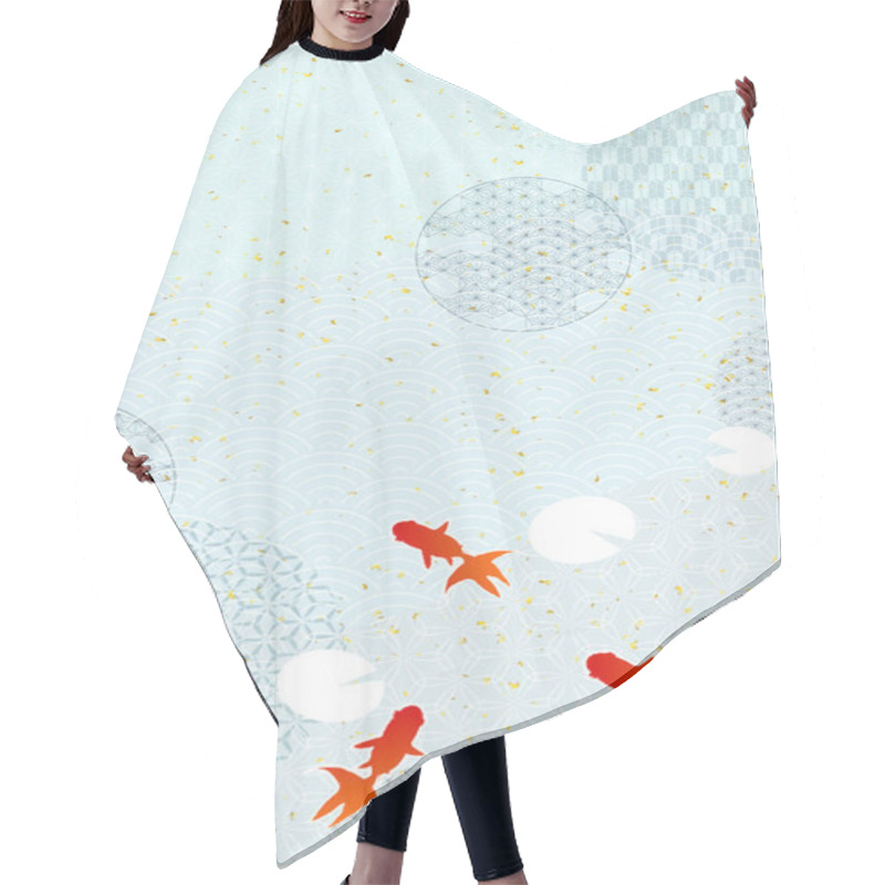 Personality  Goldfish Summer Japanese Paper Background Hair Cutting Cape