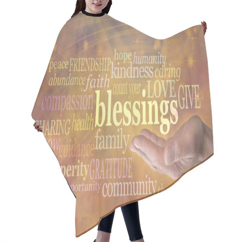 Personality  Count Your Blessings Word Cloud Hair Cutting Cape