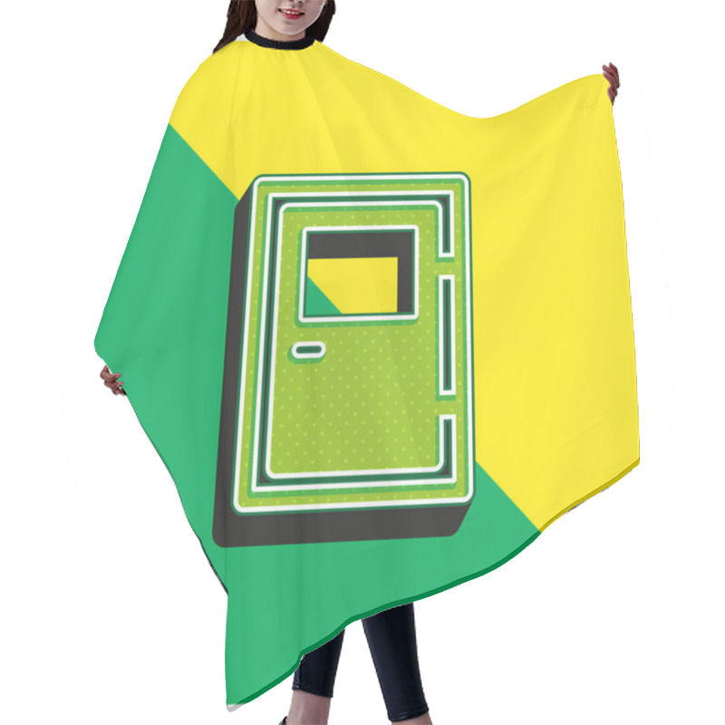 Personality  Big Door Green And Yellow Modern 3d Vector Icon Logo Hair Cutting Cape