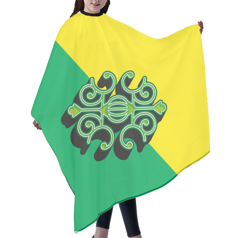 Personality  Ball Surrounded By Spirals Green And Yellow Modern 3d Vector Icon Logo Hair Cutting Cape