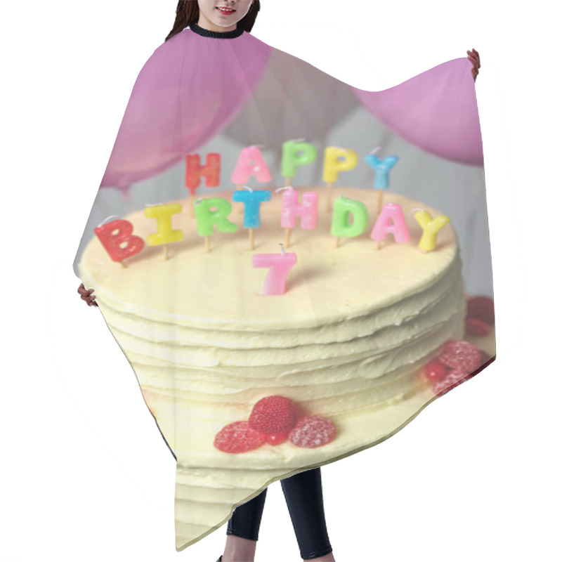 Personality  Birthday Cake With Number Seven  Hair Cutting Cape