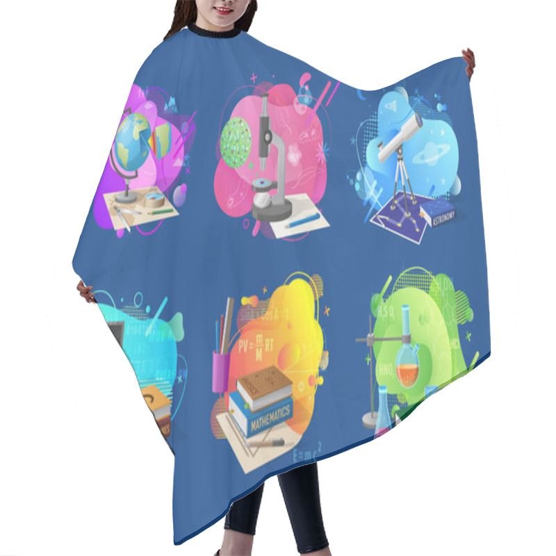 Personality  Disciplines And Subjects Of School Banners Set Hair Cutting Cape