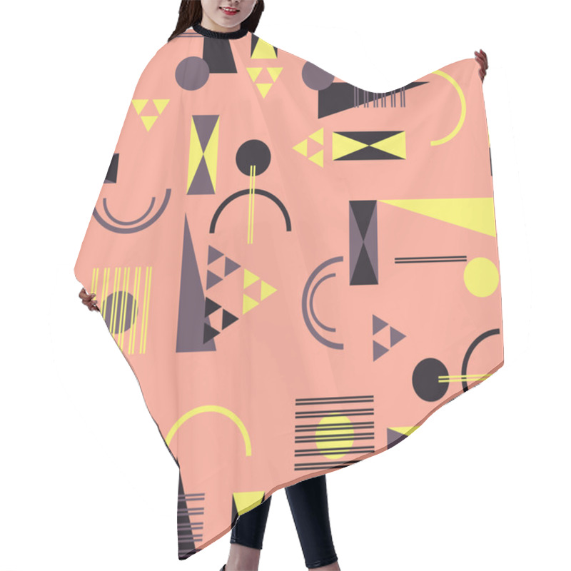 Personality  Seamless Geometric Pattern In Retro 80s Style Hair Cutting Cape