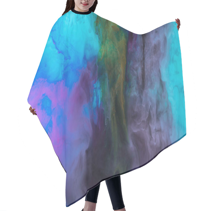 Personality  Creative Texture With Purple And Blue Paint Swirls In Water Hair Cutting Cape