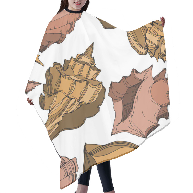 Personality  Vector Summer Beach Seashell Tropical Elements. Black And White  Hair Cutting Cape