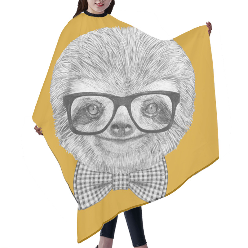 Personality  Sloth With Glasses And Bow Tie Hair Cutting Cape