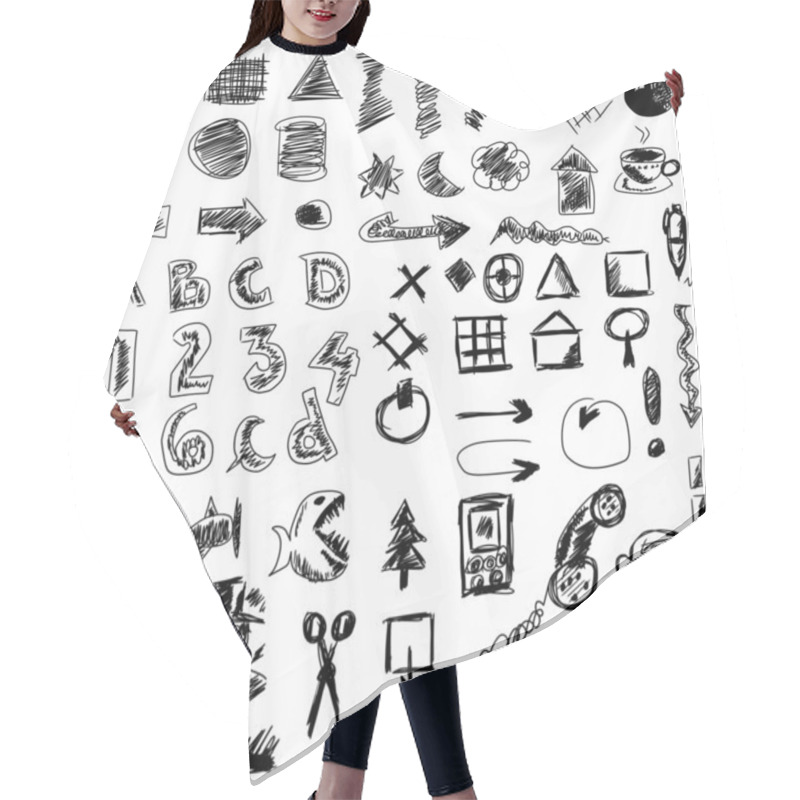 Personality  Set Doodle Abstract Business Icons Hair Cutting Cape