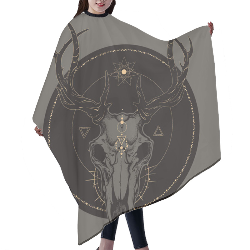 Personality  Sparkling Golden Deer Skull With Alchemical Symbols Hair Cutting Cape