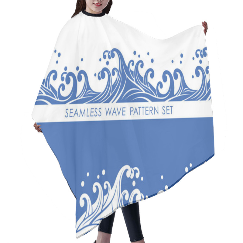 Personality  Set Of Japanese Traditional Seamless Wave Patterns. Hair Cutting Cape