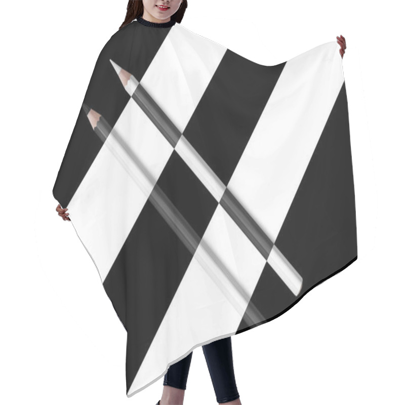 Personality  Black And White Diagonal Composition Of Pencils  Hair Cutting Cape