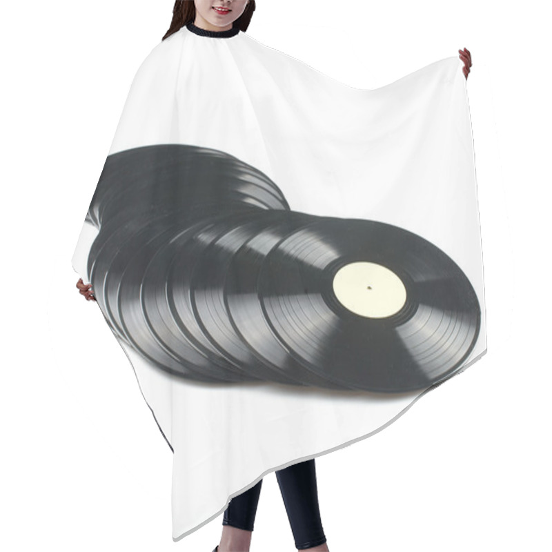 Personality  Vinyl Discs On White Background Hair Cutting Cape