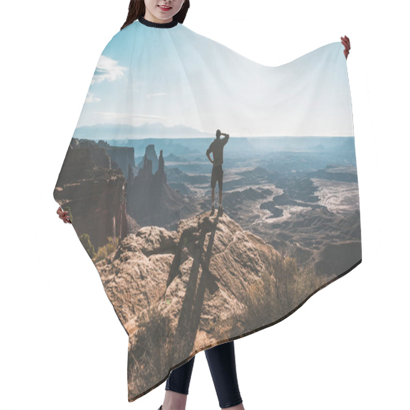 Personality  Young Man With Magnificent View Of Canyonlands, Utah, USA. Hair Cutting Cape