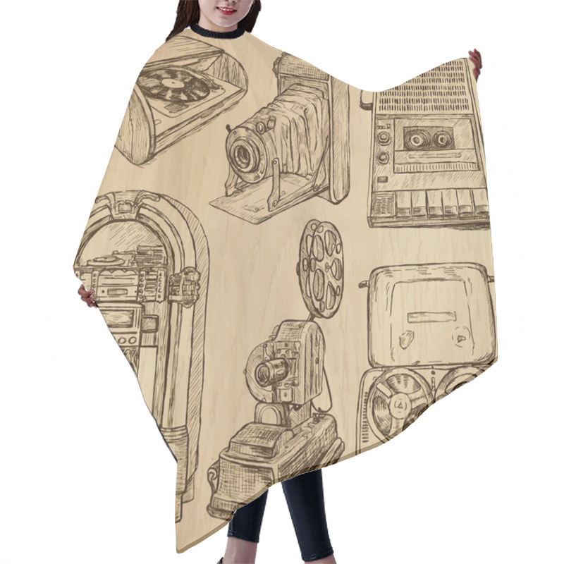 Personality  Old Objects No.3 - Hand Drawn Collection Hair Cutting Cape