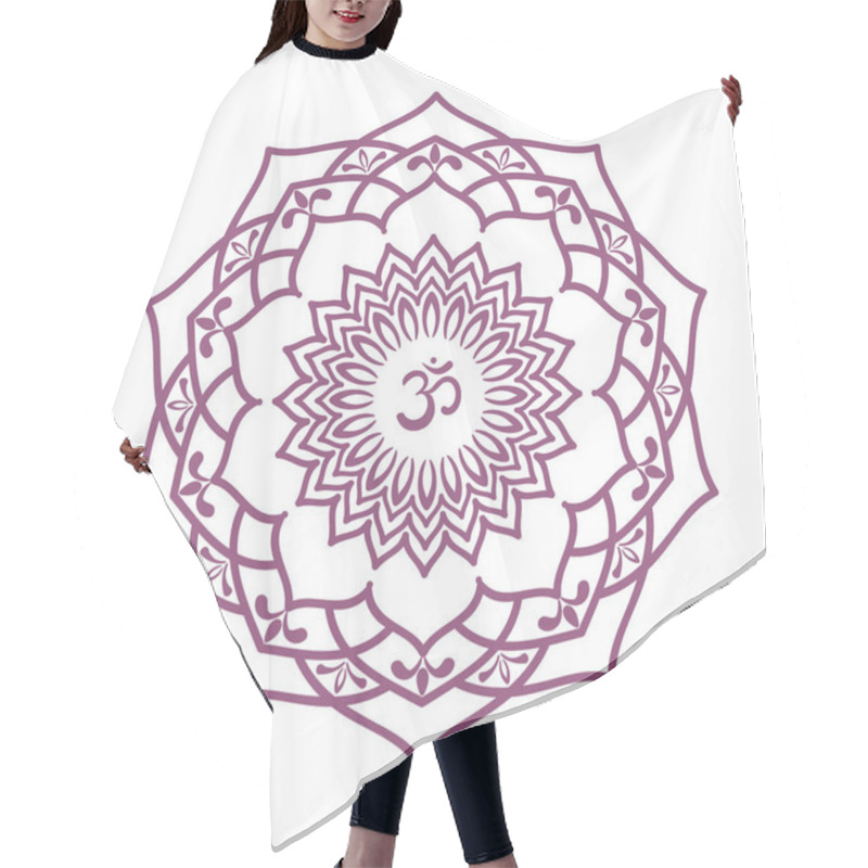 Personality  Om Symbol With Hand Drawn Mandala.  Hair Cutting Cape