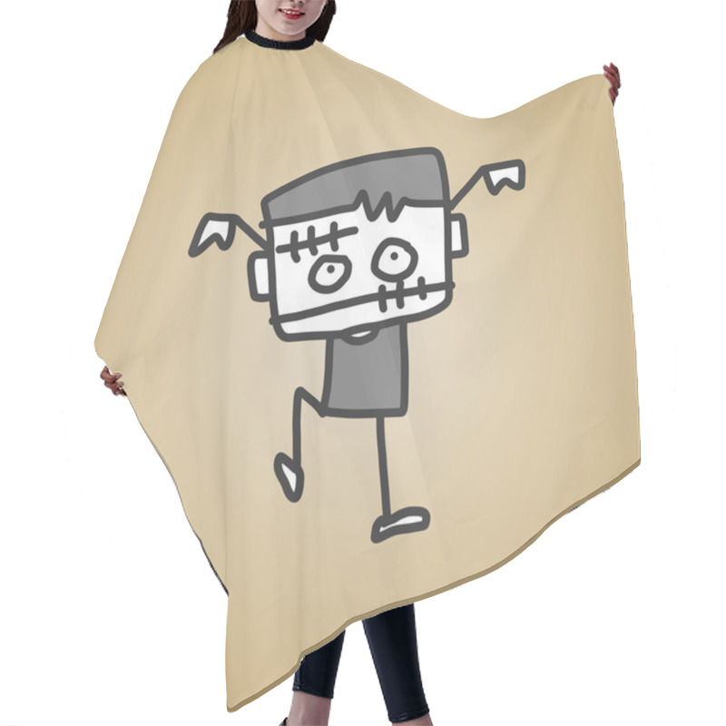 Personality  Vector Sketch Halloween Character Hair Cutting Cape