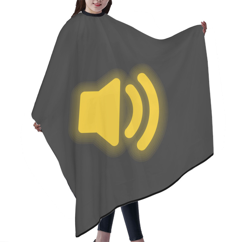 Personality  Audio Speaker On Yellow Glowing Neon Icon Hair Cutting Cape