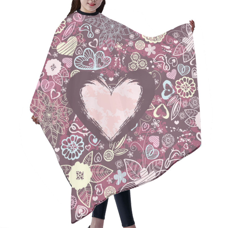 Personality  Valentines-day Pattern With Hearts And Flowers Hair Cutting Cape