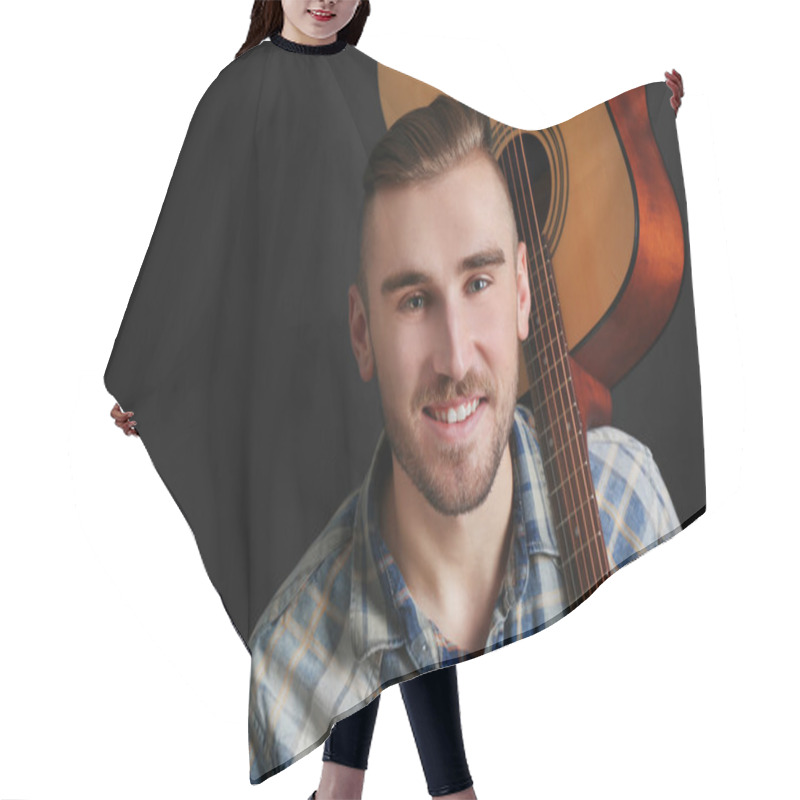 Personality  Young Man With Guitar Hair Cutting Cape