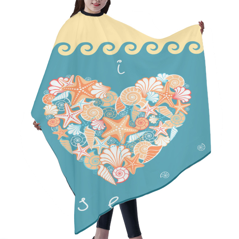 Personality  Sea Heart Of Seashells And Starfishes Hair Cutting Cape