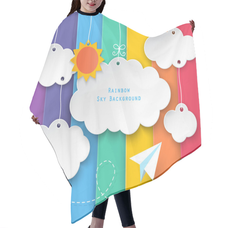 Personality  Clouds And Rainbow Sky Background Hair Cutting Cape