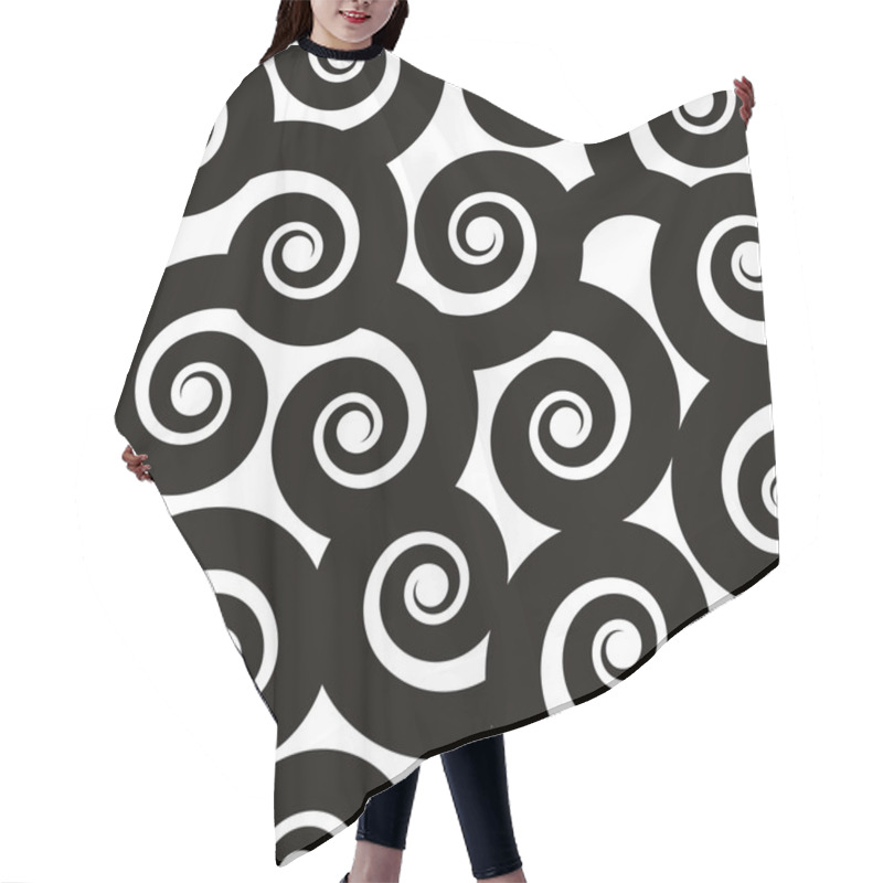 Personality  Lined 3d Cubes Seamless Pattern, Black And White Vector Background. Hair Cutting Cape