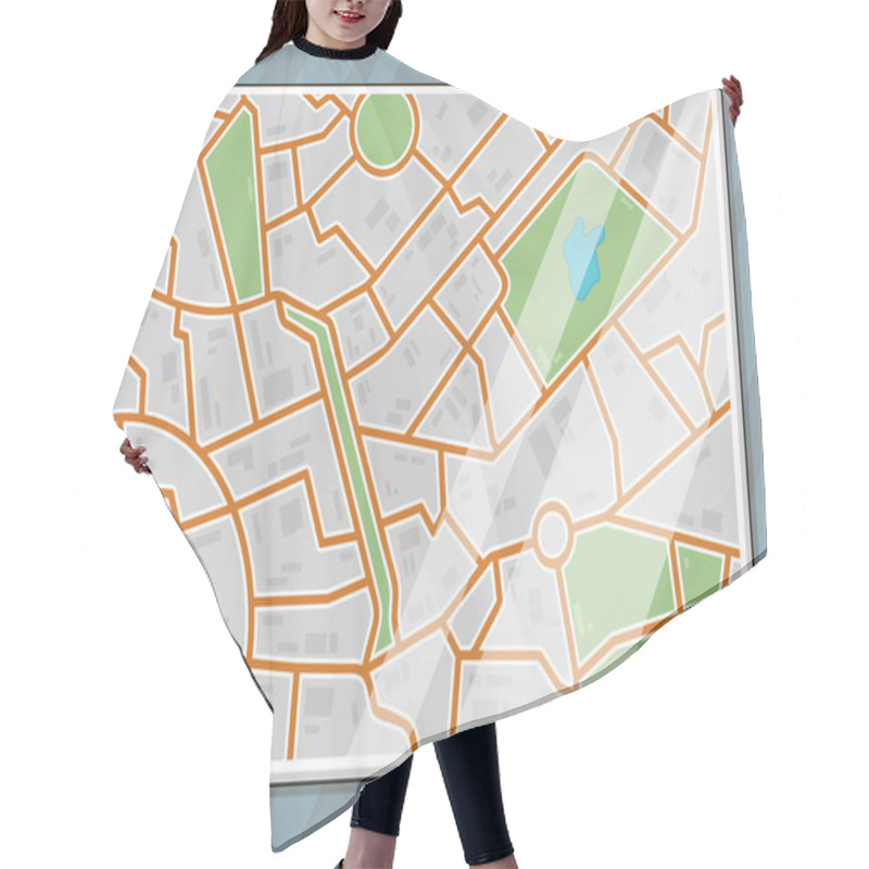 Personality  Vector Texture City Map Illustration Hair Cutting Cape