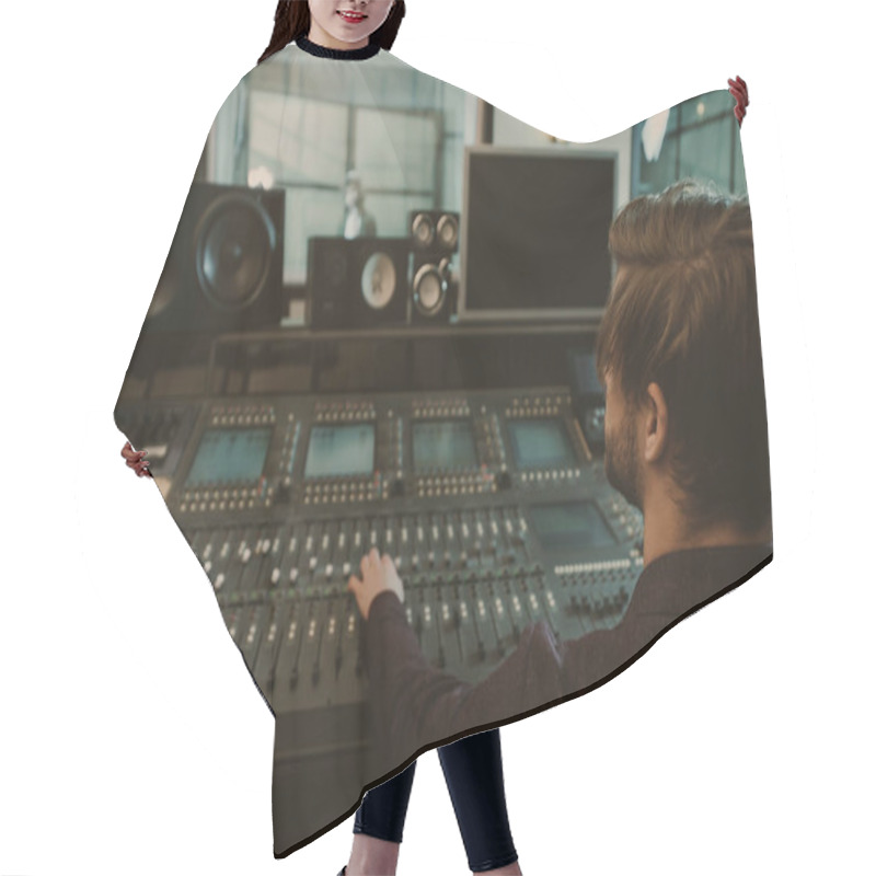 Personality  Handsome Young Sound Producer Working At Recording Studio Hair Cutting Cape