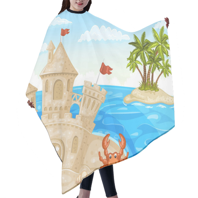 Personality  Illustration Of Sand Castle Hair Cutting Cape